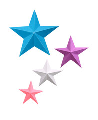 Wall Mural - Decorated origami paper stars, isolated white