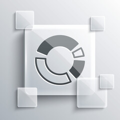 Poster - grey pie chart infographic icon isolated on grey background. diagram chart sign. square glass panels