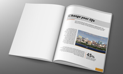 3D Magazine Design Concept. Clean White Page