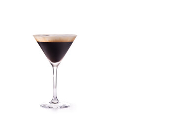 Martini espresso cocktail isolated on white background.Copy space