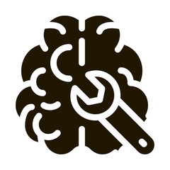 Poster - Brain Wrench glyph icon vector. Brain Wrench Sign. isolated symbol illustration