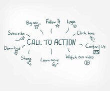 Call Ta Action Vector Sign Abstract Line Doodle Isolated Lettering Hand Drawn Word Cloud