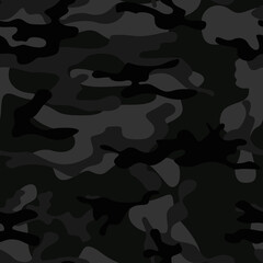
Black camouflage seamless vector pattern stylish street background for printing
