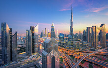 Dubai City Center Skyline With Luxury Skyscrapers, United Arab Emirates