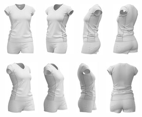 3D pattern sports uniform t-shirt and shorts for design on white background