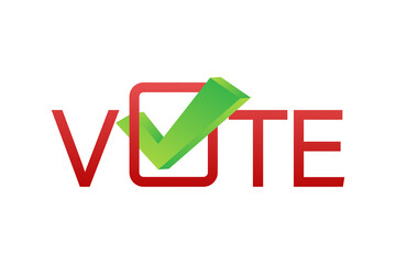Poster - Vote symbols. Check mark icon. Vote label on white background. Vector stock illustration.
