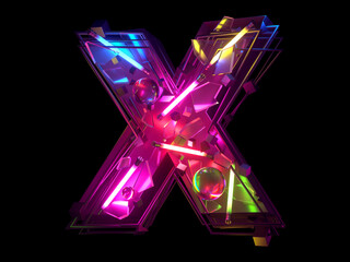 Abstract ultra neon font. Letter X.