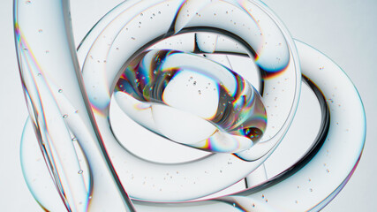 Poster - abstract glass composition. 3d render of geometric shapes made of reflective and refractive material