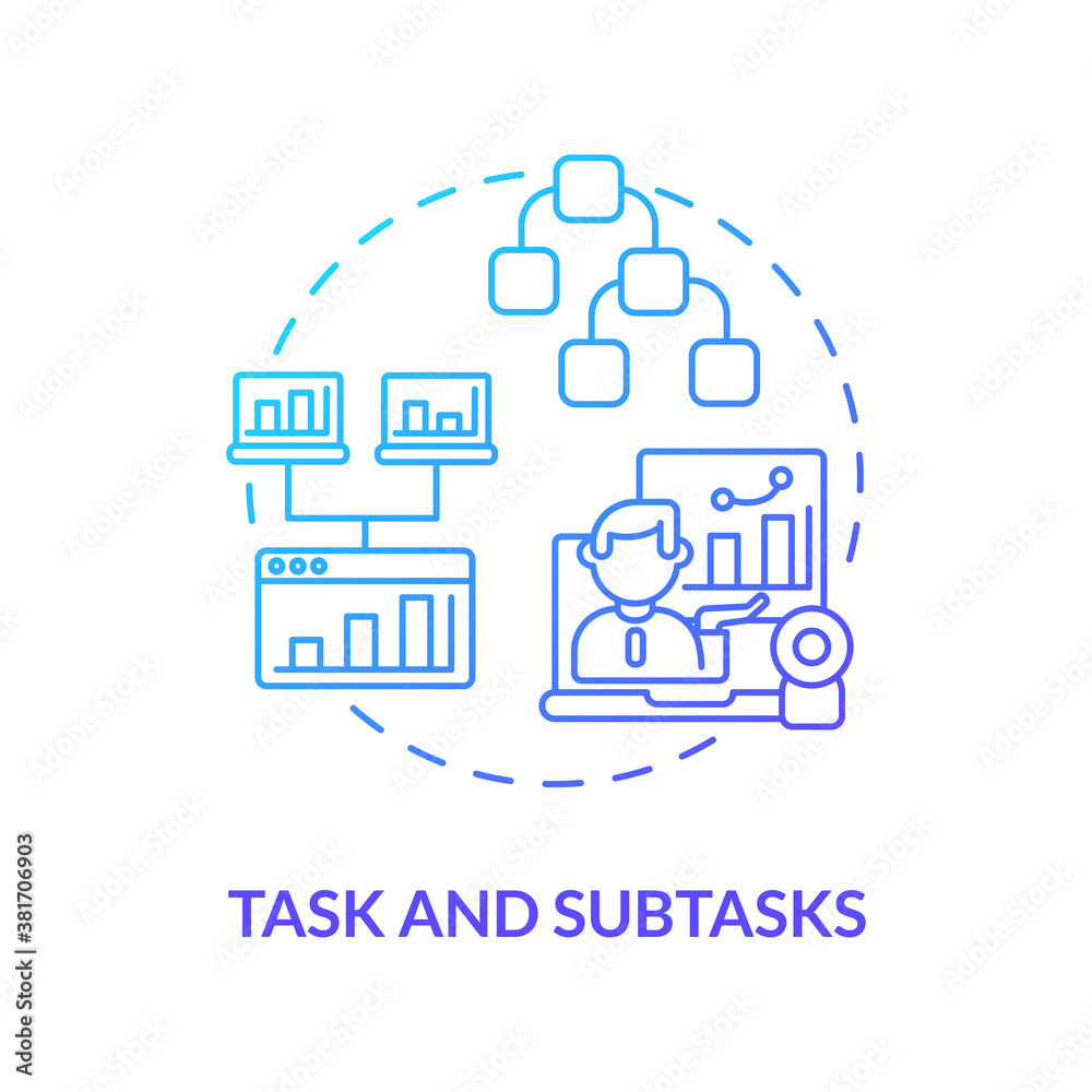Task and subtasks concept icon. Software structure idea thin line ...