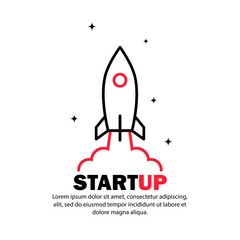 Wall Mural - start up icon. rocket launch and smoke. startup project concept. vector on isolated white background