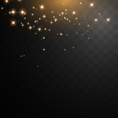 Wall Mural - golden particles glow light effect. glowing yellow powder splash circles. abstract gold bokeh luxury