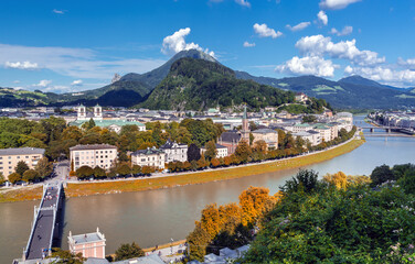 Wall Mural - Salzburg city skyline with Festung Hohensalzburg herritage in the autumn, Salzburg, Austria