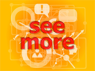 Poster - Text see more on digital background. Education concept . Big set of infographics elements