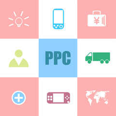 Poster - text ppc. pay per click. itconcept . can be used for workflow layout, diagram, business step options