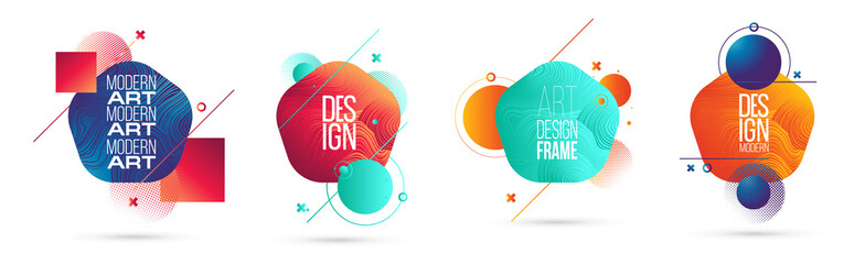 Leinwandbilder - minimalistic hipster colored frame design. Vector line gradient halftone. frame for text Modern Art graphics. vector illustration