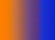 An Orange And Blue Halftone Dots Vector Texture. Ideal For Use As A Background Image. The Vector File Contains A Background Fill Layer And A Texture Layer To Enable Rapid Color Scheme Changes.
