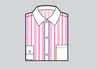 Wall Mural - Men's folded striped shirt. Pink strips print. Vector