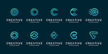 Set Of Creative Letter C Modern Liner Digital Technology Logo Design