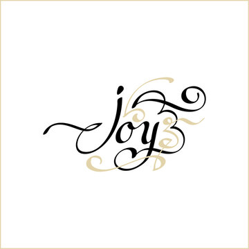 Joy Hand Drawn Pen Ink Style, Joy Word Handwritten, Feeling Of Great Pleasure, Happiness