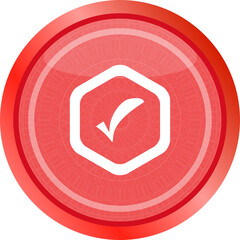 Poster - glossy web button with check mark sign, icon isolated on white