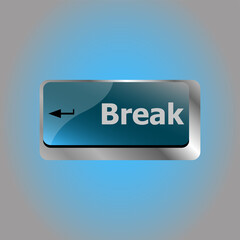 Poster - computer Keyboard with break button, business concept