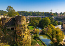 View Over Luxembourg To The Parc De La Pétrusse And The Casemates