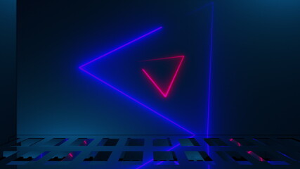 Poster - Space neon composition, computer generated. 3d rendering of virtual backdrop