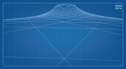 Poster - abstract 3d wave wireframe of surrounding contour pattern. vector 3d illustration.