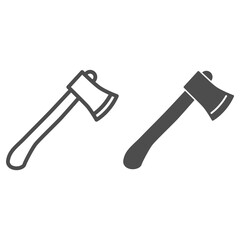Poster - Ax line and solid icon, Garden and gardening concept, workhouse equipment sign on white background, Axe symbol in outline style for mobile concept and web design. Vector graphics.
