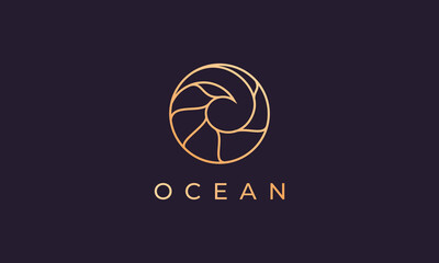 Wall Mural - gold ocean wave logo template with luxurious and premium shape