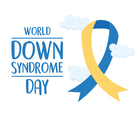 Canvas Print - world down syndrome day inscription awareness ribbon