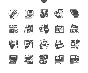 Poster - Concert ticket, invitation, show, party ticket, coupon, cinema tickets, entry. Online service to buy ticket. Music event concert ticket. Vector Solid Icons. Simple Pictogram