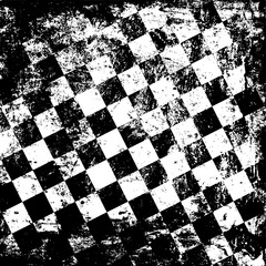 Aufkleber - Checkered grunge dirty texture. Scary background. Black and white pattern. Worn rough trash template. Peeling paint. Dark thriller decor.