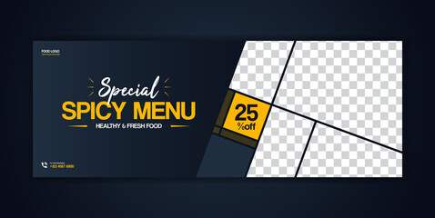 food restaurant promotional social media post poster facebook cover page, header, timeline web banne