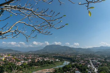 Viewpoint and landscape in Luang Prabang Laos, Top view of Luang Prabang city before sunset is so beautiful.