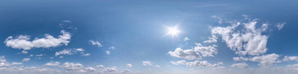 Wall Mural - seamless clear blue sky hdri panorama 360 degrees angle view with beautiful clouds with zenith for u