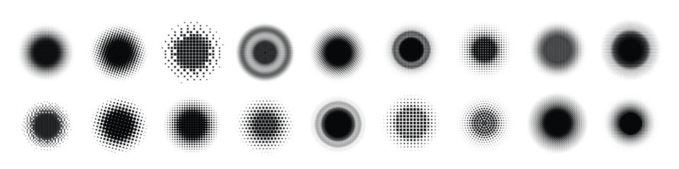 Fototapete - halftone vector. monochrome abstract dot, gradient halftone dots for background pattern and texture.
