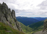Fototapeta Natura - meraviglioso panorama delle montagne rocciose delle dolomiti in estate