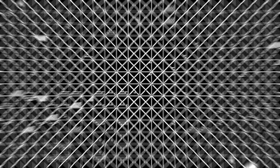 Black abstract background with vibrating grid pattern.