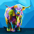 colorful buffalo pop art portrait premium vector, can be used for poster, decoration, animals printing, wallpaper, frame art, artwork, colorful animals