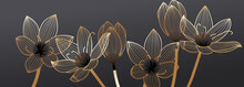 Luxury Flower Background Vector With Golden Metallic Decorate