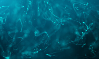 Wall Mural - Beautiful floating abstract particle line pattern background.