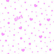 Baby background for the girl. Pink hearts and dots on a white background.