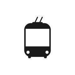 Wall Mural - trolleybus black icon. transportation silhouette. vector outline illustration isolated on white.