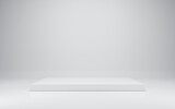 Fototapeta Przestrzenne - Blank white podium on white colors background, 3d render