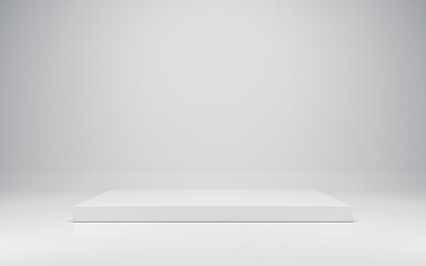 Blank white podium on white colors background, 3d render