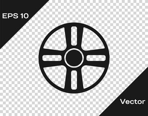 Black Alloy wheel for a car icon isolated on transparent background. Vector.