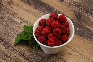 Red bright ripe sweet raspberry