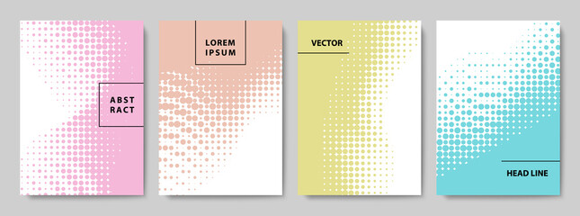 Wall Mural - Set of Colorful Halftone Backgrounds. Minimal Vector Cover Design Templates. 