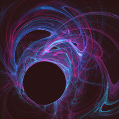 Wall Mural - abstract fractal colorful background with black circle for text or product placement. backdrop illus